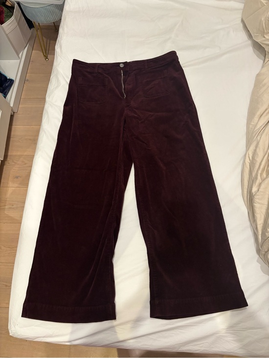 Mango Pants - Mango Wide-Leg Velvet Pants in Deep Burgundy